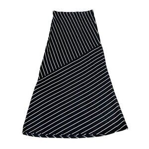 Matty M Women's Sz S Black & White Asymmetrical Striped Maxi Skirt